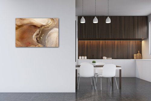 Bild Golden Beige Fluid - 90 x 60 cm