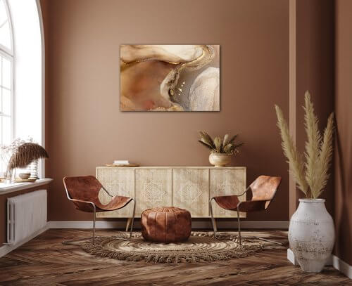Bild Golden Beige Fluid - 90 x 60 cm