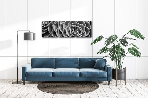Bild Black and white blossom - 90 x 30 cm (3-teiliges)