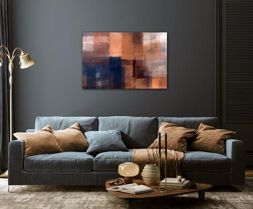 Bild Orange blue beige abstrakt - 90 x 60 cm