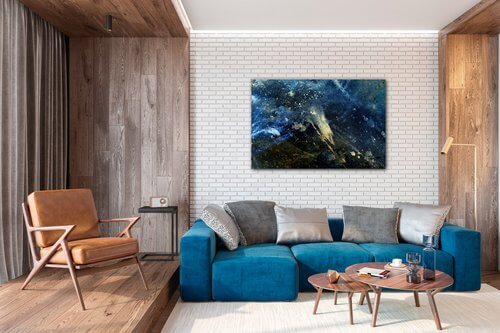 Bild Dark blue gold abstrakt - 60 x 40 cm