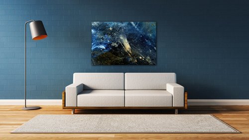 Bild Dark blue gold abstrakt - 60 x 40 cm