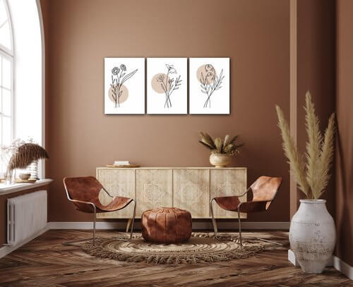 Bild Flowers lines - 150 x 70 cm (3-teiliges)