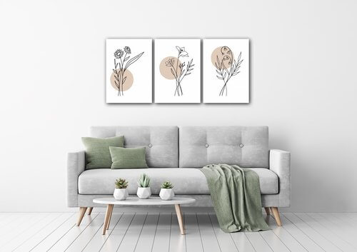 Bild Flowers lines - 150 x 70 cm (3-teiliges)