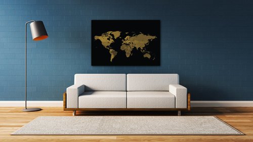 Bild World map golden black - 60 x 40 cm