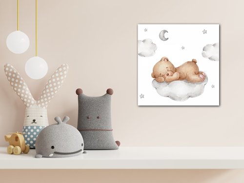 Obraz Sleepy bear on the cloud - 40 x 40 cm