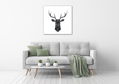 Bild Abstract deer black and white background - 90 x 90 cm