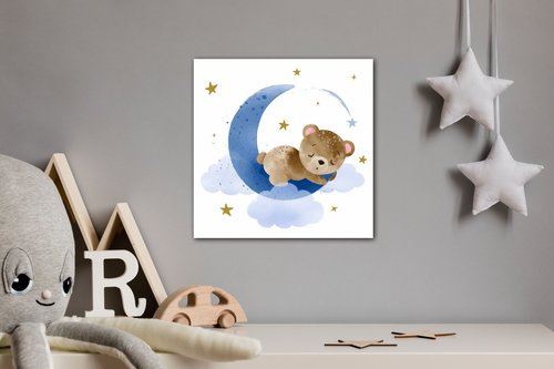 Obraz Bear on blue moon - 30 x 30 cm