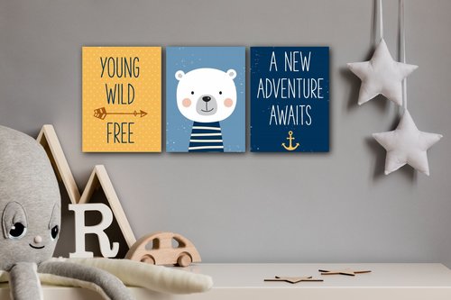 Obraz Set of pictures yellow blue2 - 90 x 40 cm (3-teiliges)