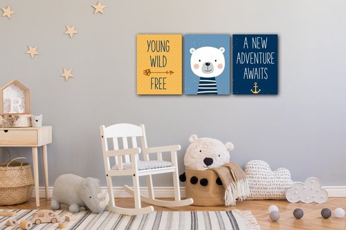 Obraz Set of pictures yellow blue2 - 90 x 40 cm (3-teiliges)