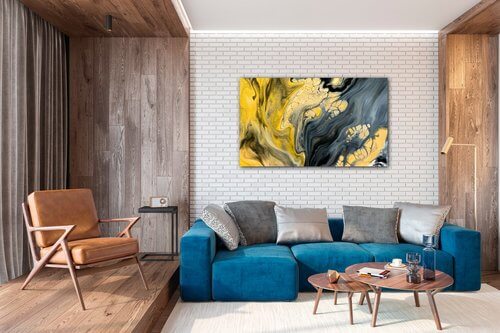 Bild Yellow grey abstract2 - 50 x 30 cm