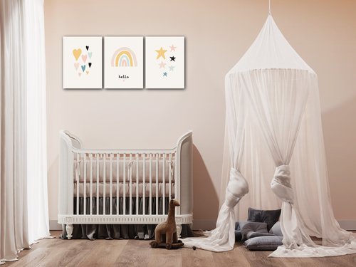 Obraz Cute rainbow baby decor - 90 x 40 cm (3-teiliges)