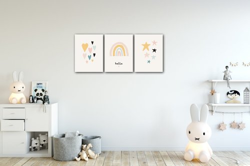 Obraz Cute rainbow baby decor - 90 x 40 cm (3-teiliges)