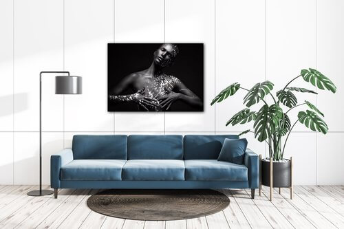 Bild Woman portrait black silver - 70 x 50 cm