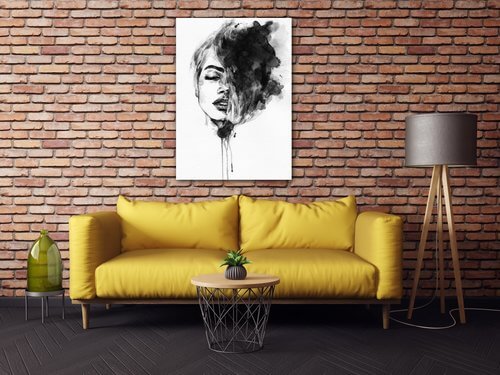Bild Woman black and white ilustration - 50 x 70 cm