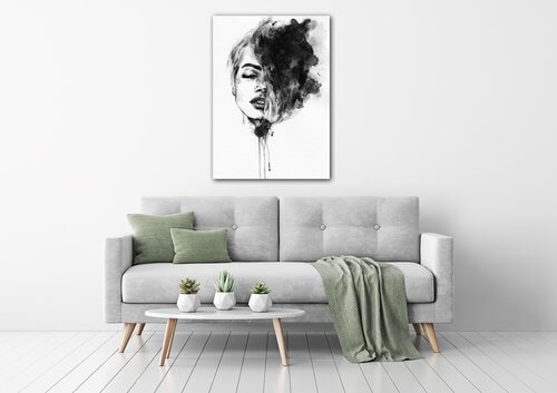 Bild Woman black and white ilustration - 50 x 70 cm