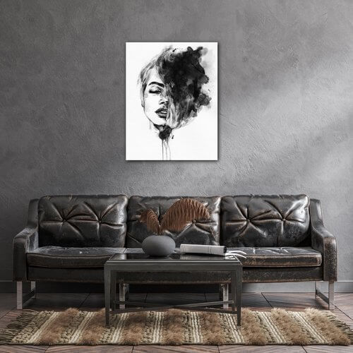 Bild Woman black and white ilustration - 70 x 90 cm