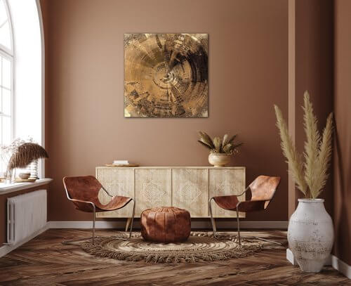 Bild Golden Beige Abstract - 90 x 90 cm
