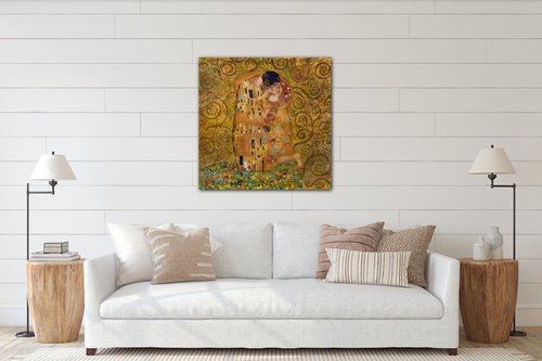 Bild Reproduction Gustav Klimt Kiss - 60 x 60 cm