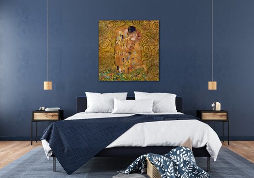 Bild Reproduction Gustav Klimt Kiss - 70 x 70 cm