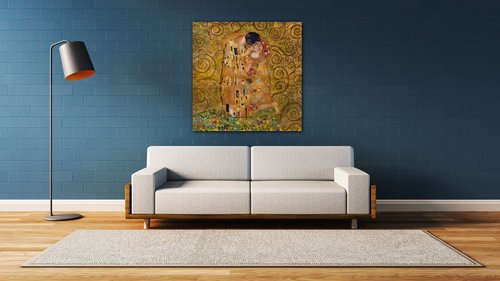 Bild Reproduction Gustav Klimt Kiss - 70 x 70 cm
