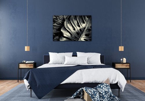 Bild Black and white leafs - 90 x 60 cm