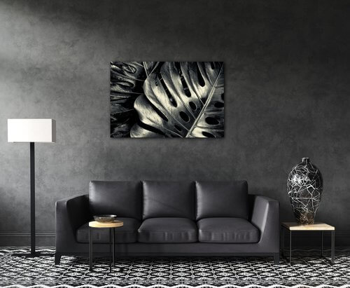 Bild Black and white leafs - 90 x 60 cm