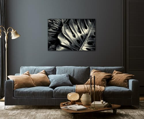Bild Black and white leafs - 90 x 60 cm