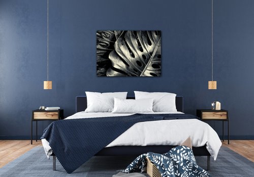 Bild Black and white leafs - 70 x 50 cm