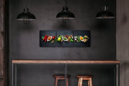 Bild Flavorings and spice - 90 x 30 cm (3-teiliges)
