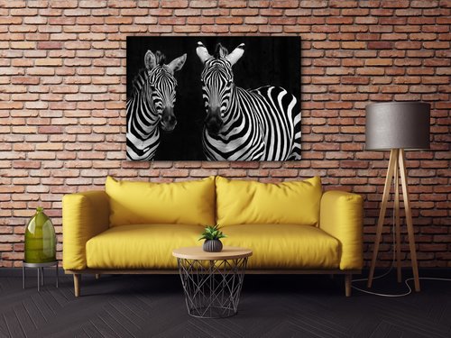 Bild Duo zebras black and white - 70 x 50 cm