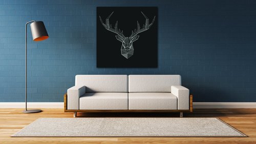 Bild Deer black and white - 50 x 50 cm