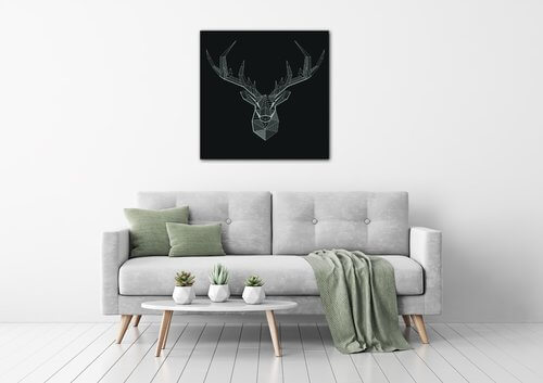Bild Deer black and white - 50 x 50 cm
