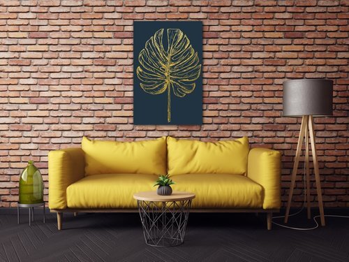 Bild Golden leaf dark background - 60 x 90 cm