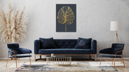 Bild Golden leaf dark background - 50 x 70 cm