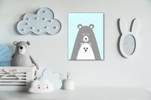 Obraz Bear blue background - 30 x 40 cm