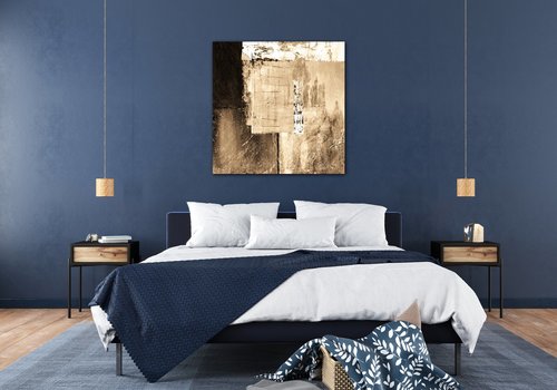 Bild Beige gold abstract square - 50 x 50 cm