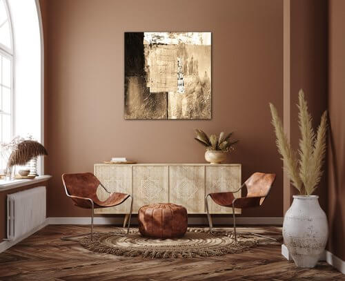 Bild Beige gold abstract square - 50 x 50 cm