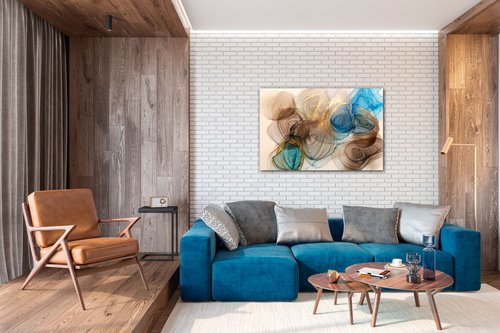 Bild Abstract blue and gold - 60 x 40 cm