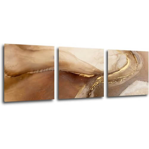 Bild Golden Beige Fluid - 90 x 30 cm (3-teiliges)