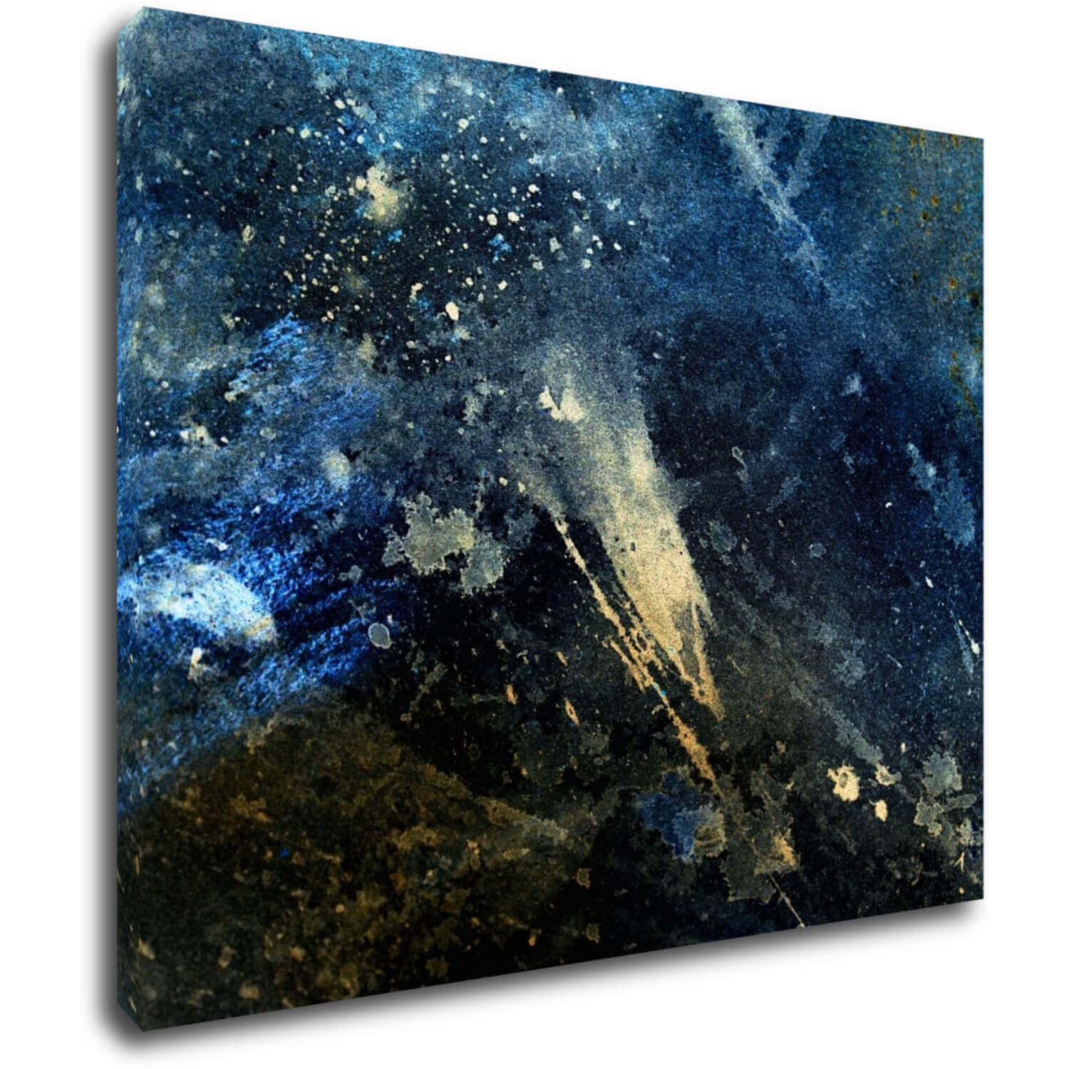 Bild Dark blue gold abstrakt - 90 x 70 cm