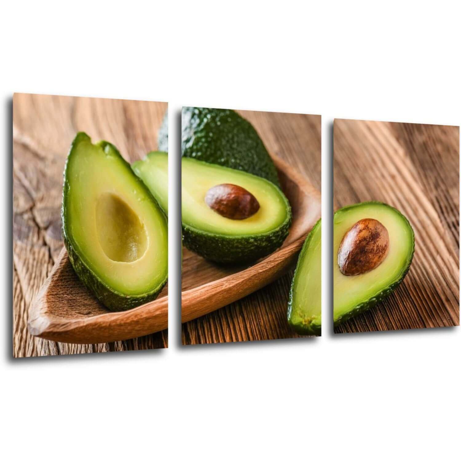 Bild Avocados on wood - 120 x 60 cm (3-teiliges)