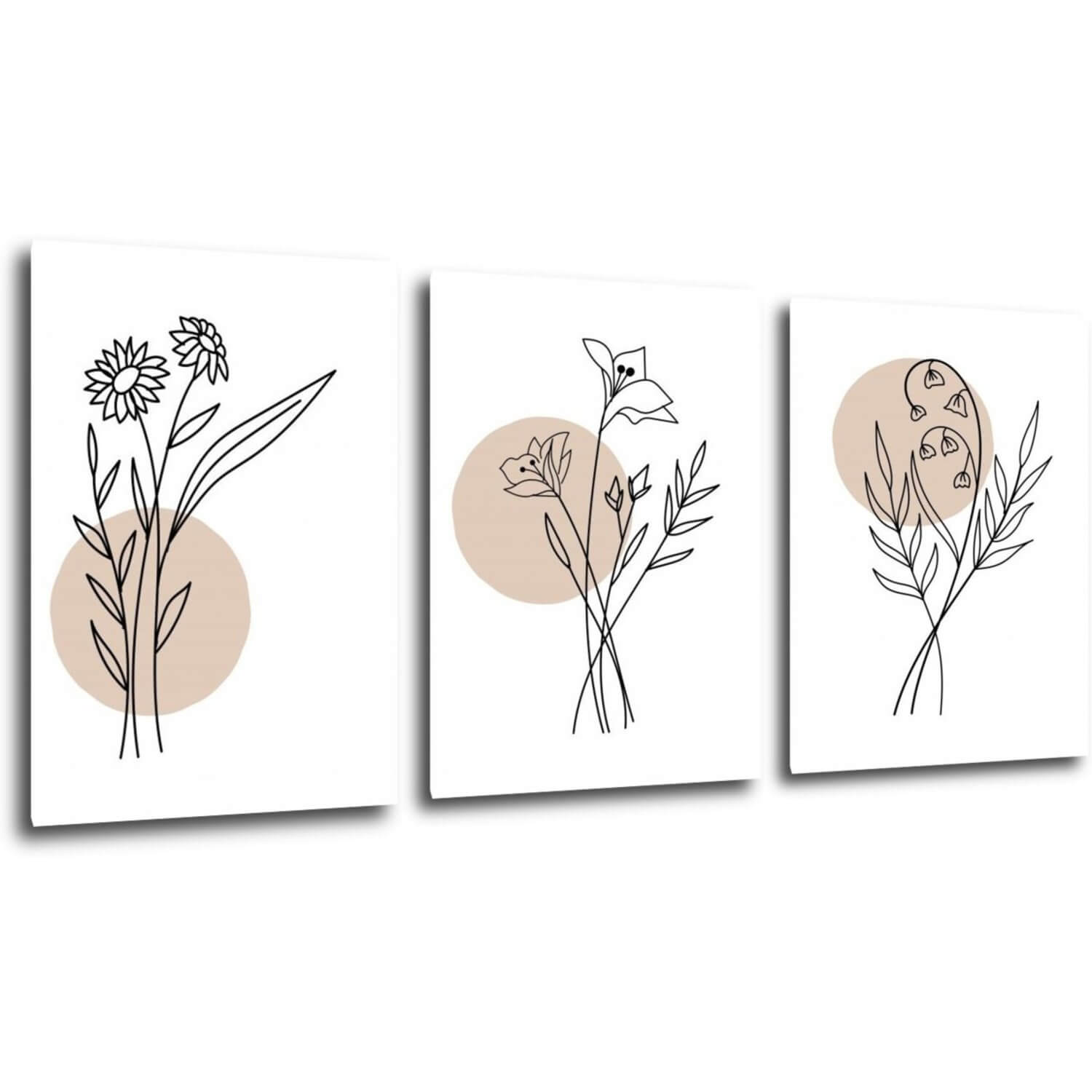 Bild Flowers lines - 150 x 70 cm (3-teiliges)