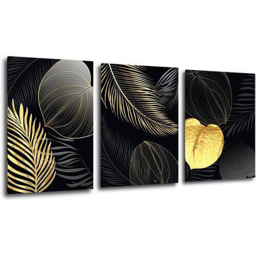 Bild Gold and black flowers abstract