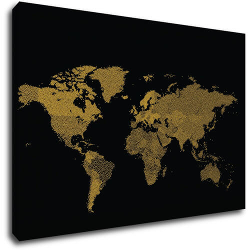 Bild World map golden black - 60 x 40 cm