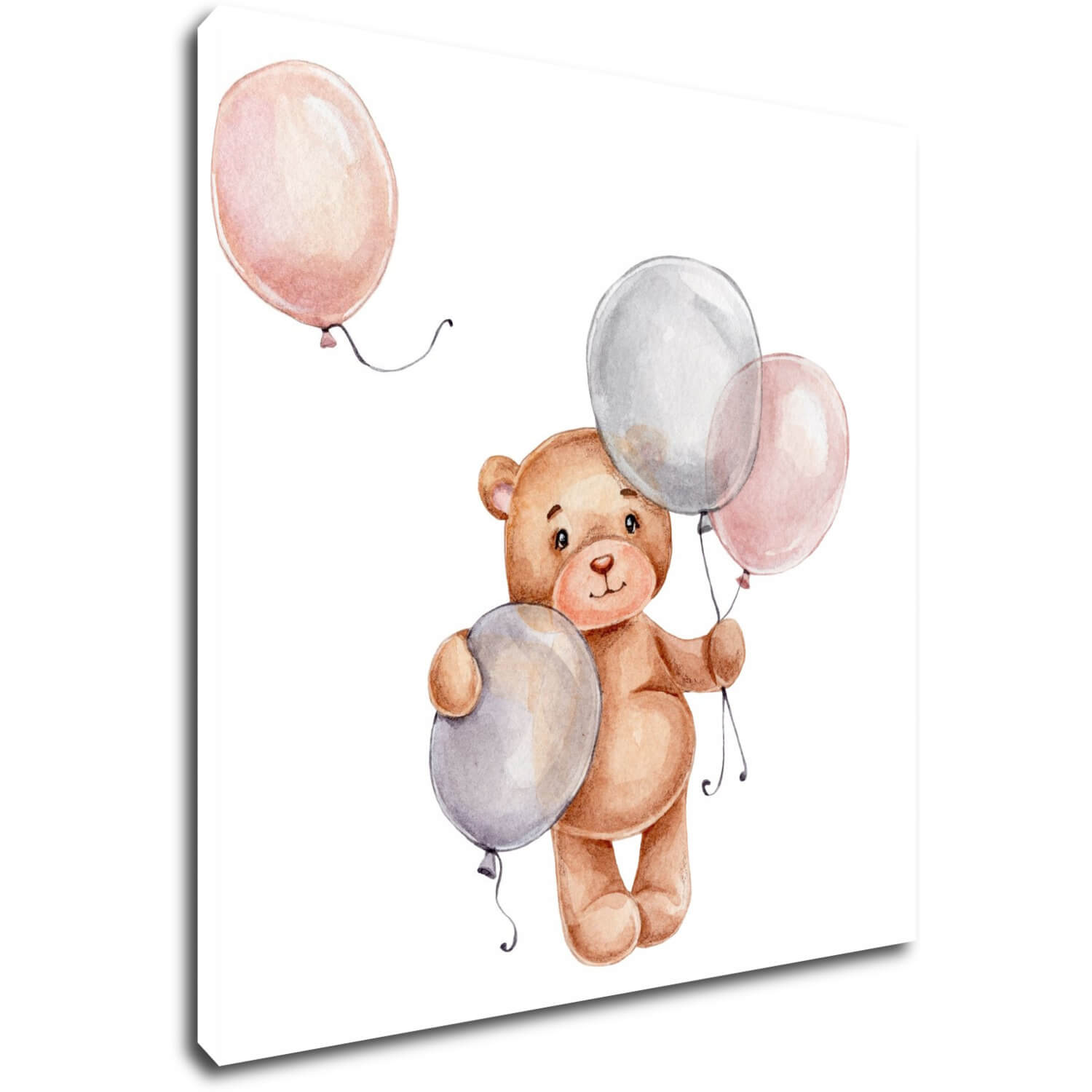 Obraz Teddy bear with colorful balloons - 30 x 30 cm