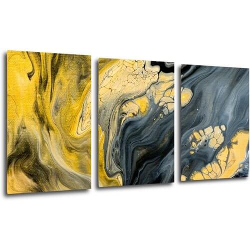 Bild Yellow grey abstract2 - 120 x 60 cm (3-teiliges)