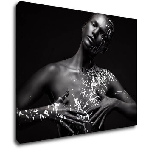 Bild Woman portrait black silver - 90 x 70 cm