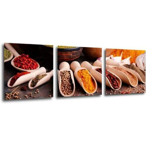 Bild Spice in wooden cups - 90 x 30 cm (3-teiliges)