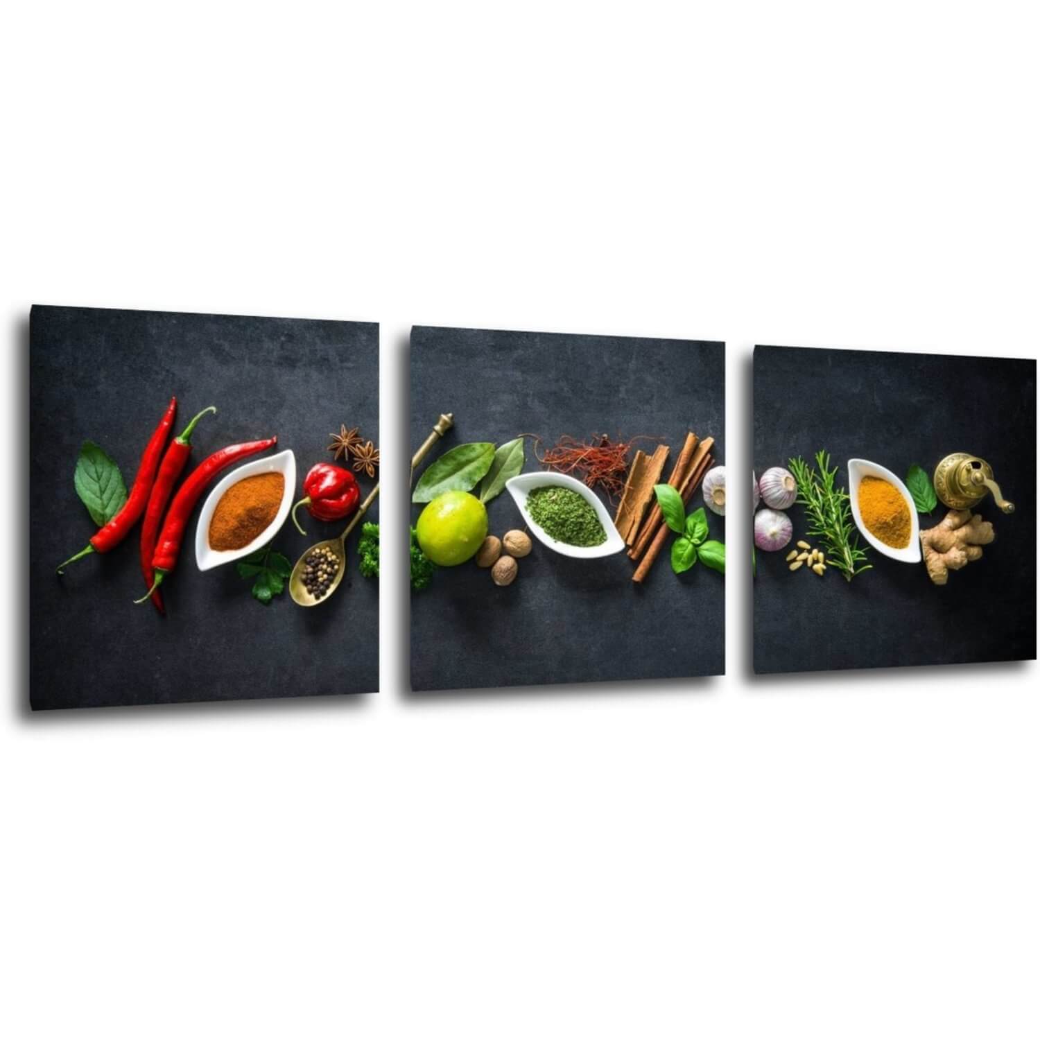 Bild Flavorings and spice - 90 x 30 cm (3-teiliges)
